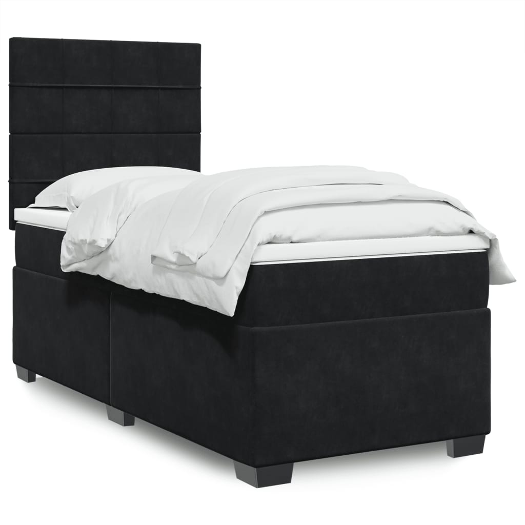JUNG Vida Boxspringbett mit Matratze Schwarz 100x200 cm Samt