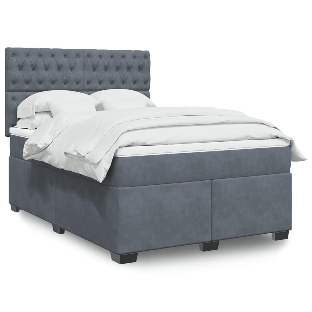 JUNG Vida Boxspringbett mit Matratze Dunkelgrau 160x200 cm Samt