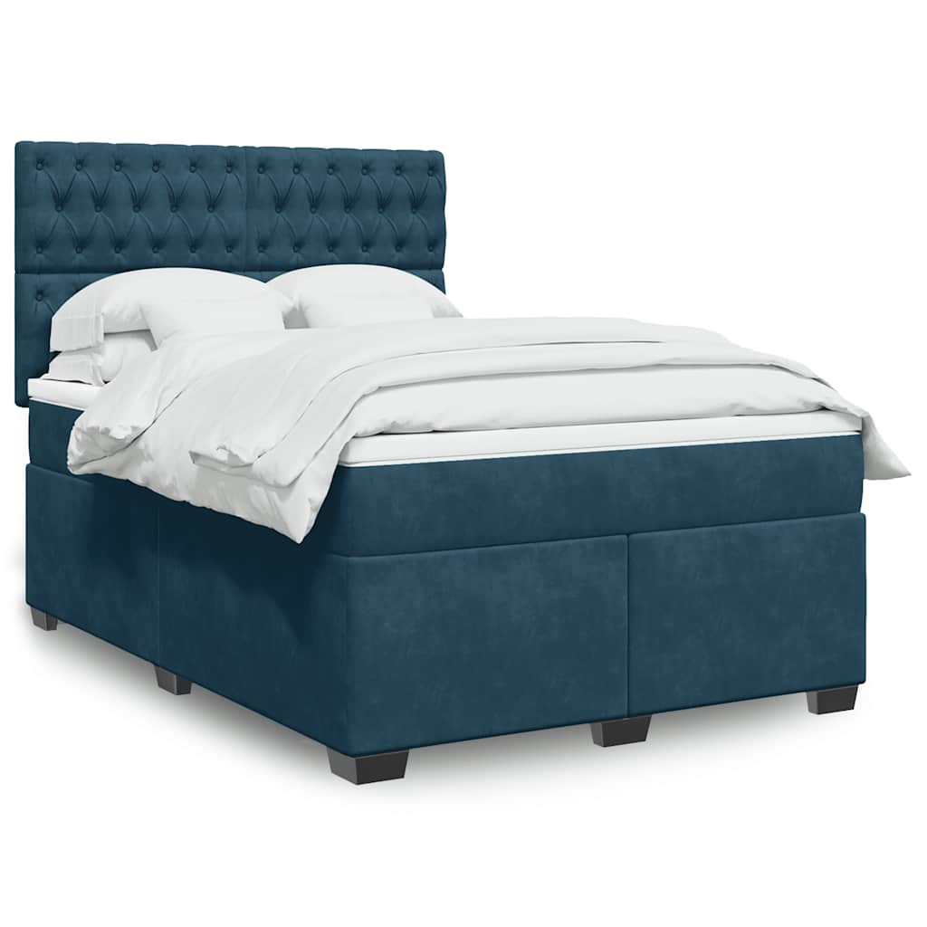 JUNG Vida Boxspringbett mit Matratze Blau 160x200 cm Samt