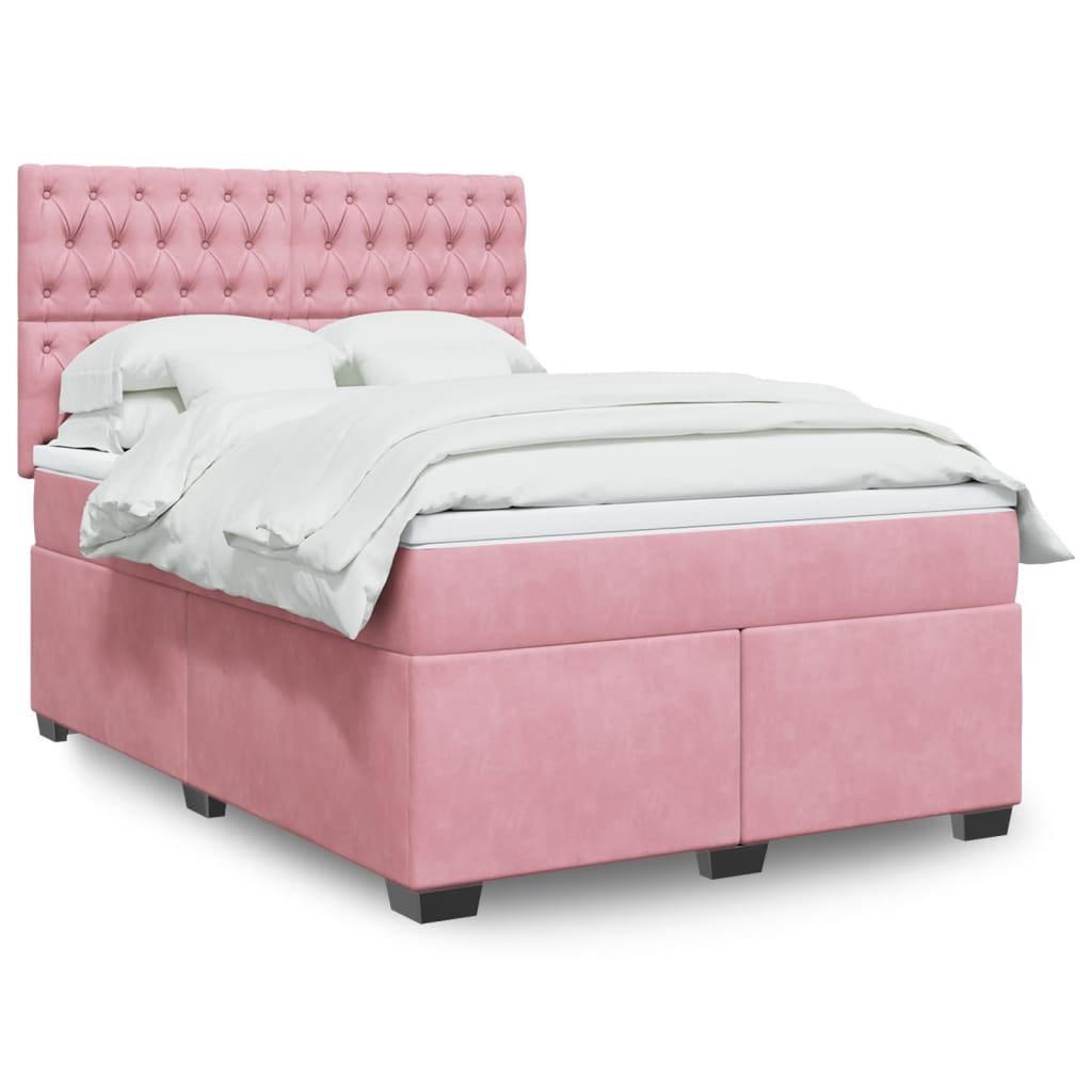 JUNG Vida Boxspringbett mit Matratze Rosa 160x200 cm Samt