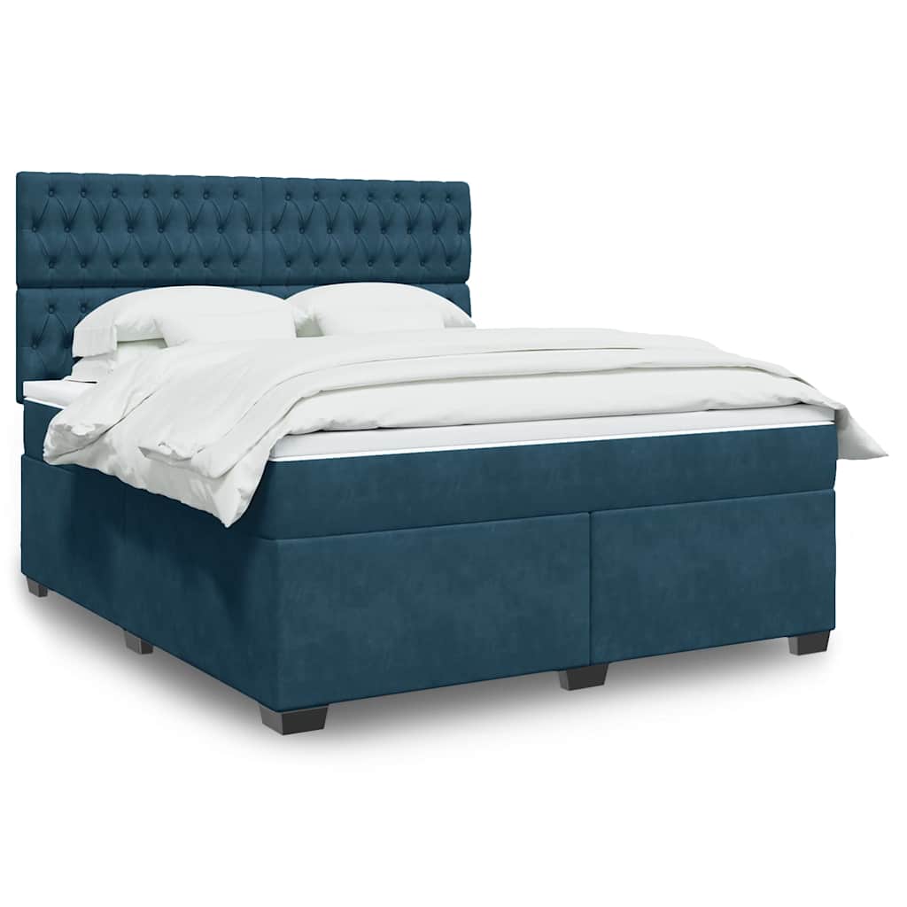 JUNG Vida Boxspringbett mit Matratze Blau 180x200 cm Samt