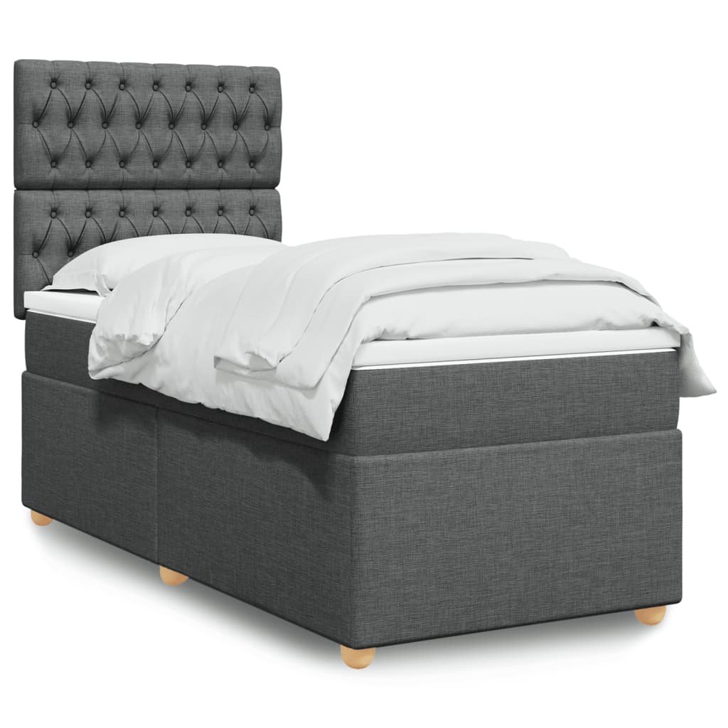 JUNG Vida Boxspringbett mit Matratze Dunkelgrau 80x200 cm Stoff