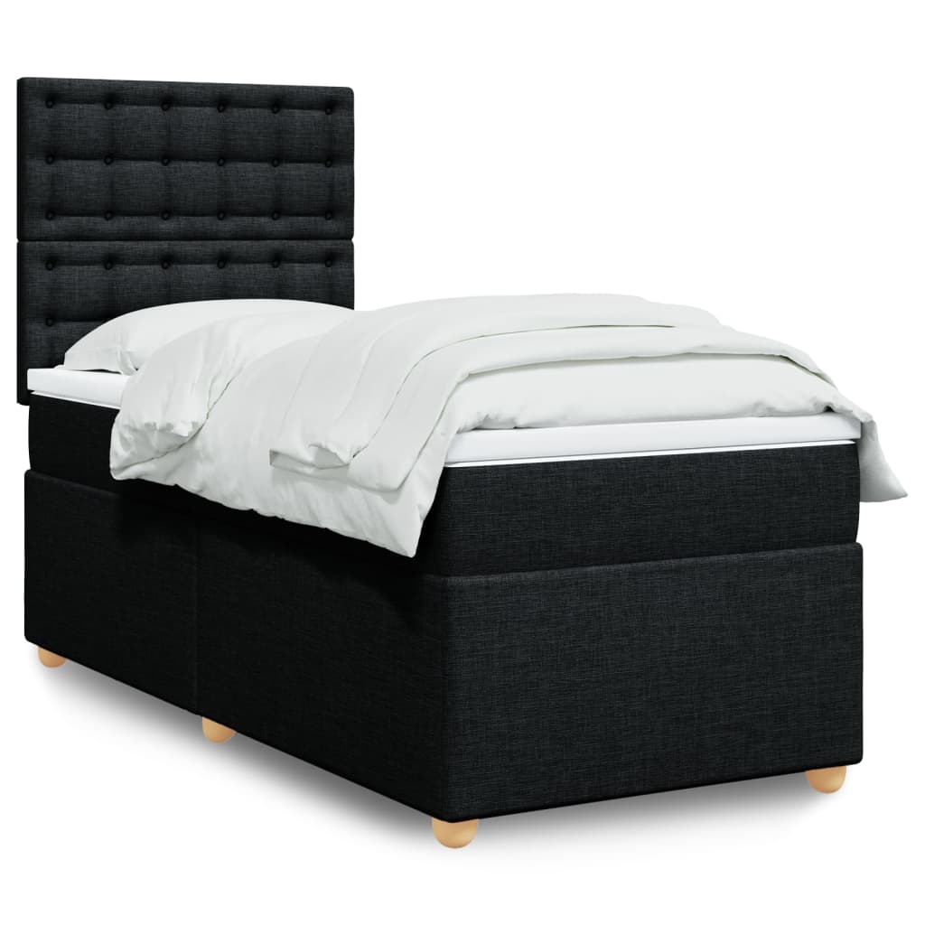 JUNG Vida Boxspringbett mit Matratze Schwarz 80x200 cm Stoff