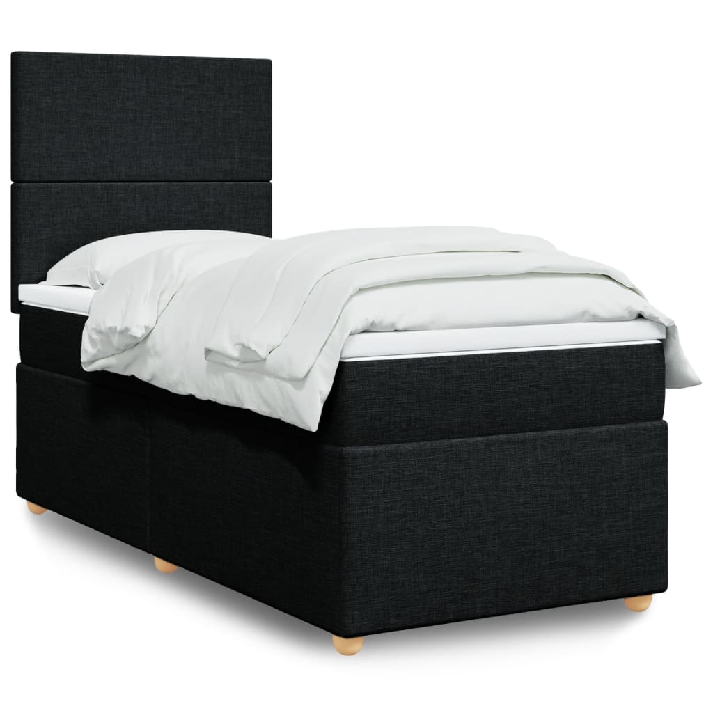 JUNG Vida Boxspringbett mit Matratze Schwarz 90x200 cm Stoff