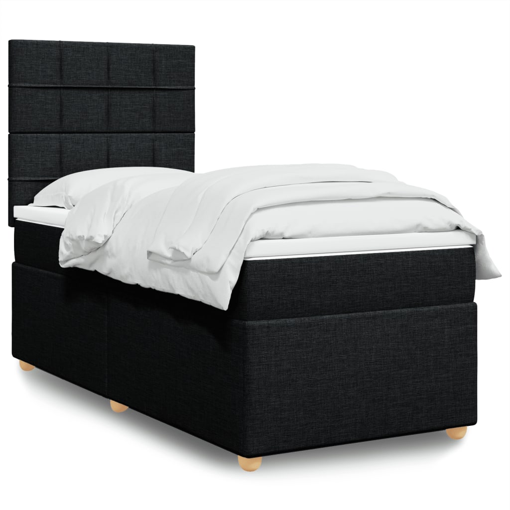 JUNG Vida Boxspringbett mit Matratze Schwarz 90x200 cm Stoff