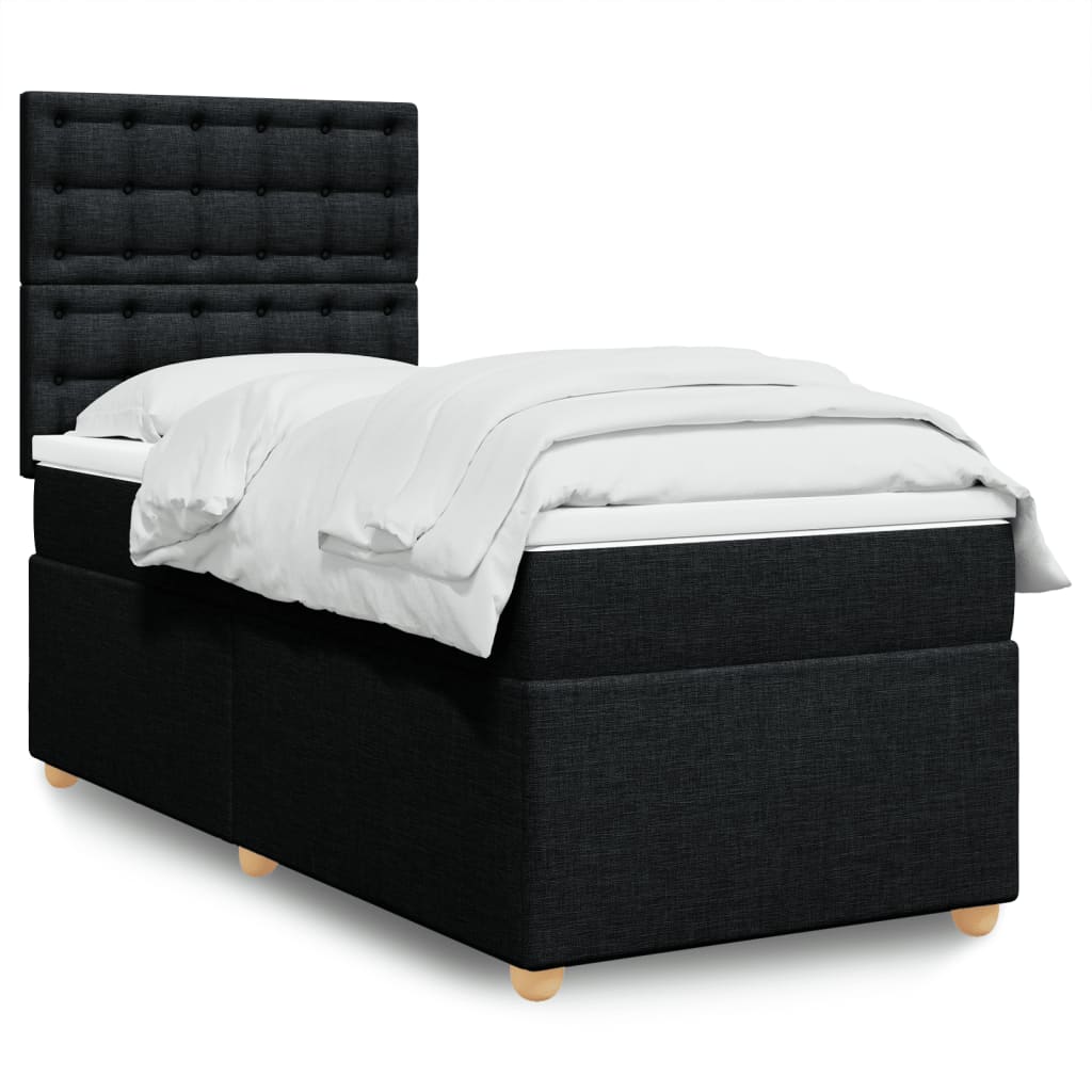 JUNG Vida Boxspringbett mit Matratze Schwarz 90x200 cm Stoff