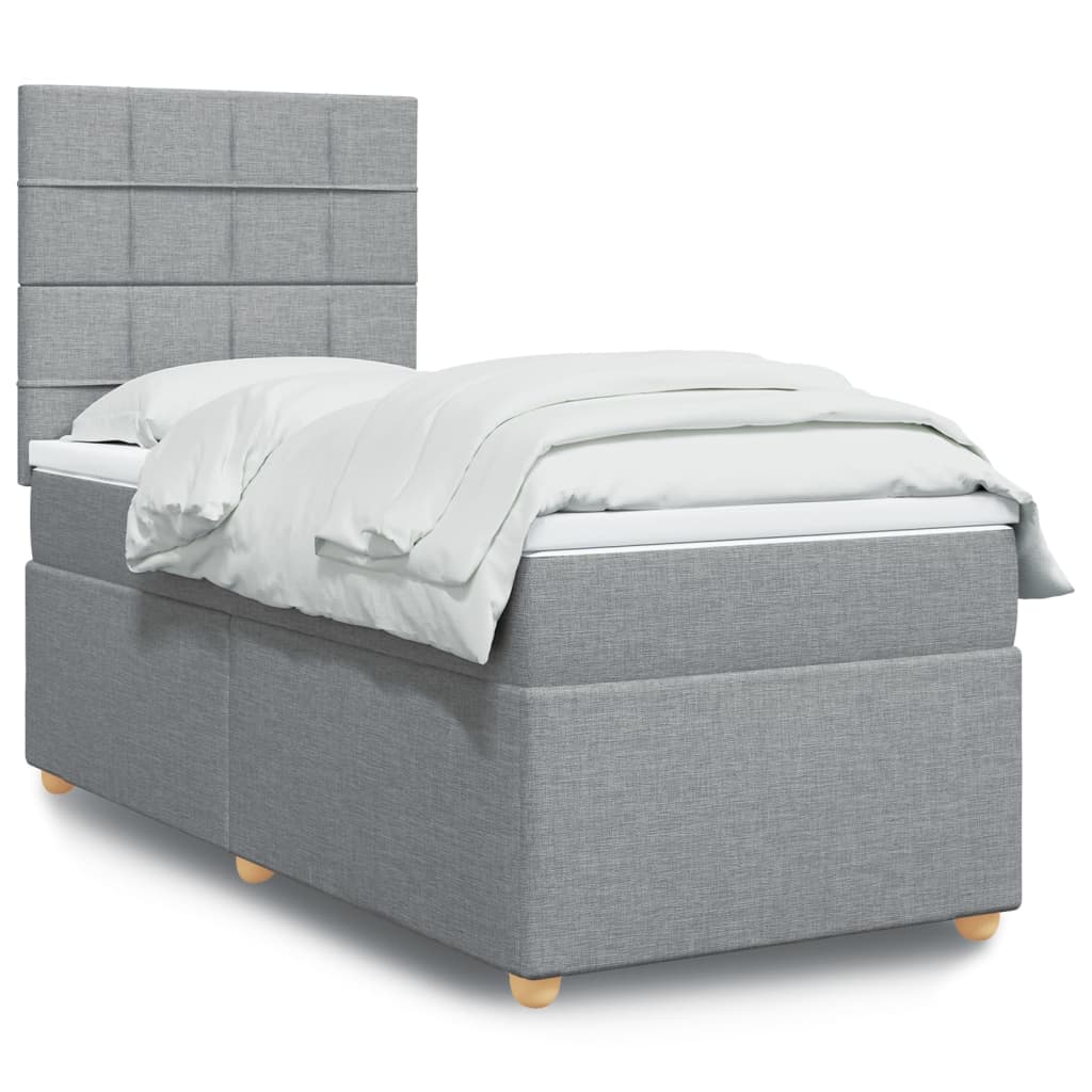 JUNG Vida Boxspringbett mit Matratze Hellgrau 100x200 cm Stoff