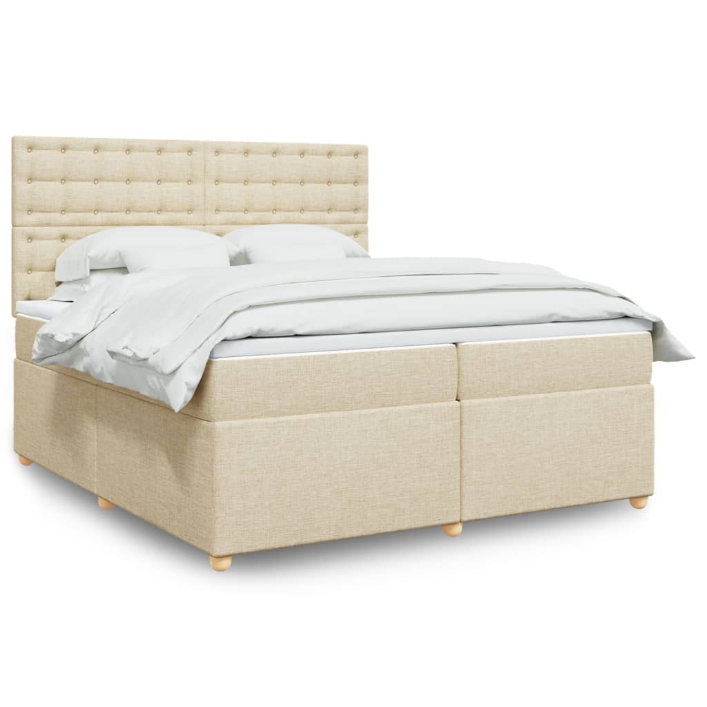 JUNG Vida Boxspringbett mit Matratze Creme 200x200 cm Stoff
