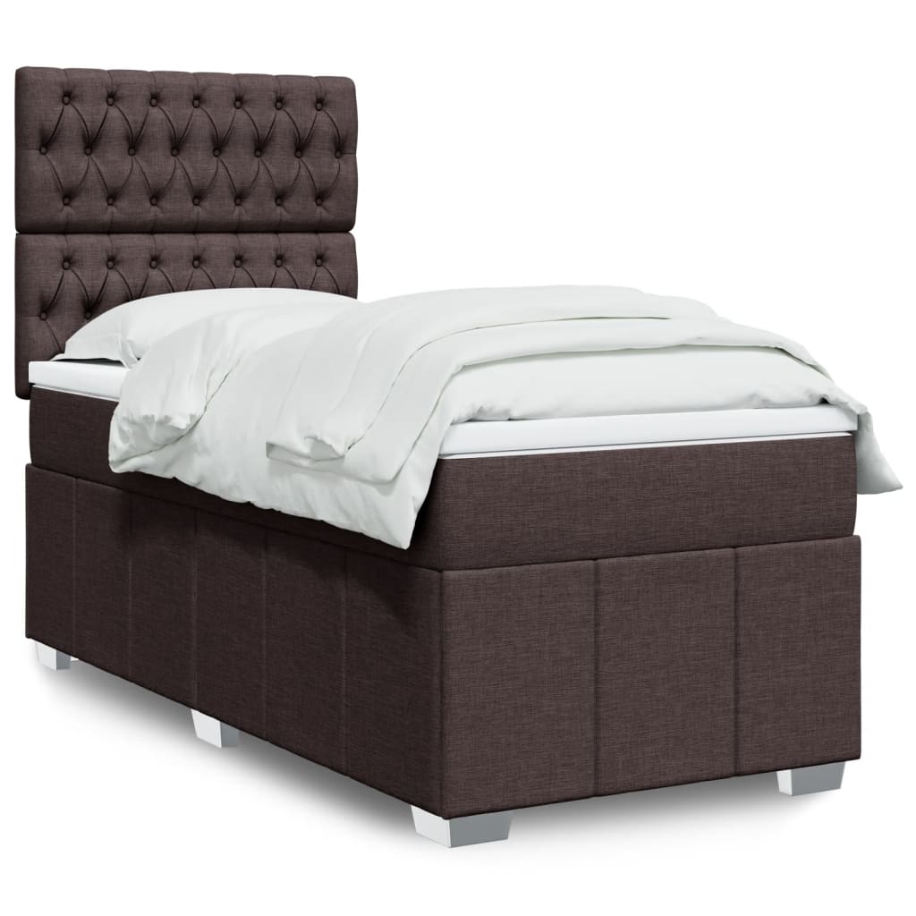 JUNG Vida Boxspringbett mit Matratze Dunkelbraun 80x200 cm Stoff