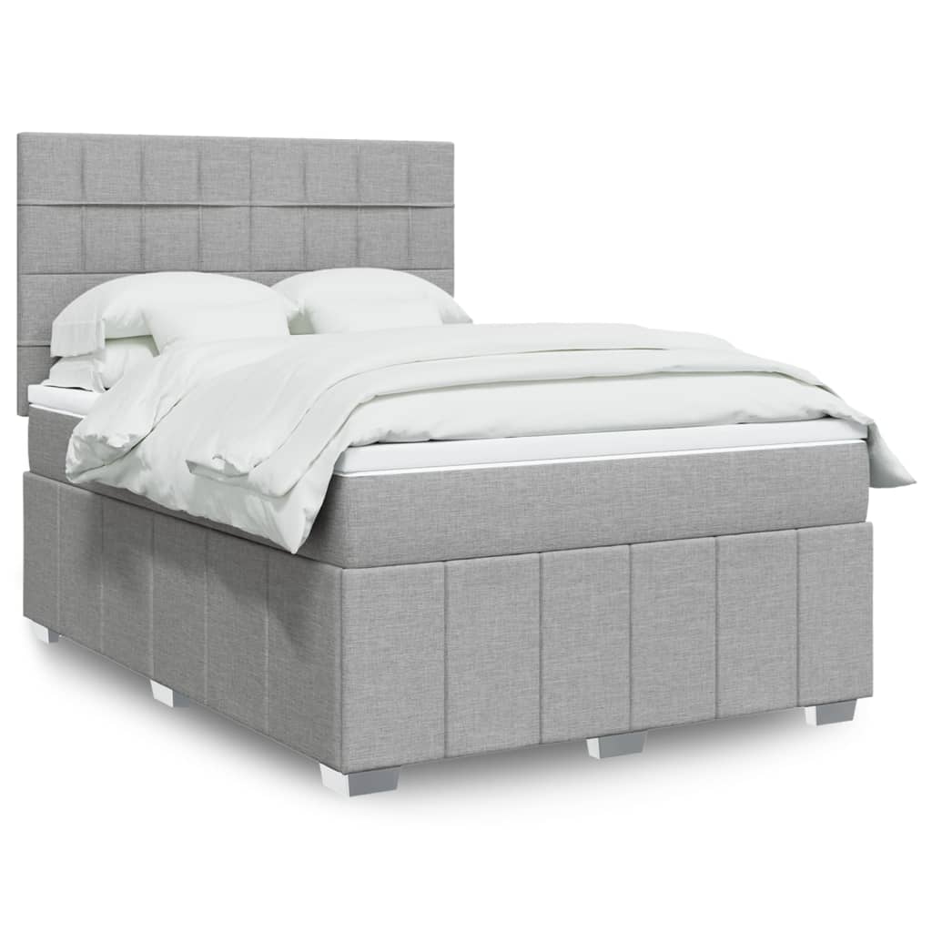 JUNG Vida Boxspringbett mit Matratze Hellgrau 140x200 cm Stoff