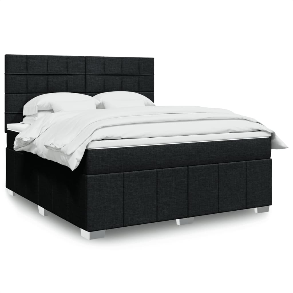 JUNG Vida Boxspringbett mit Matratze Schwarz 180x200 cm Stoff