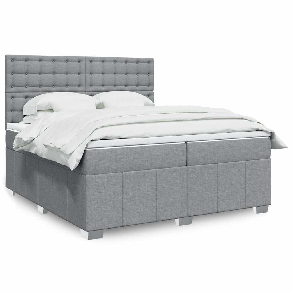 JUNG Vida Boxspringbett mit Matratze Hellgrau 200x200 cm Stoff