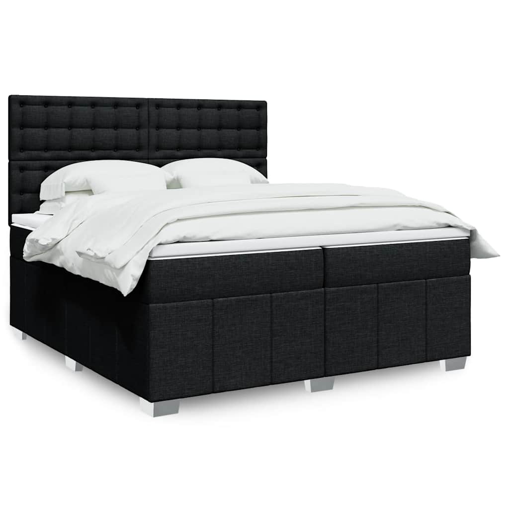 JUNG Vida Boxspringbett mit Matratze Schwarz 200x200 cm Stoff