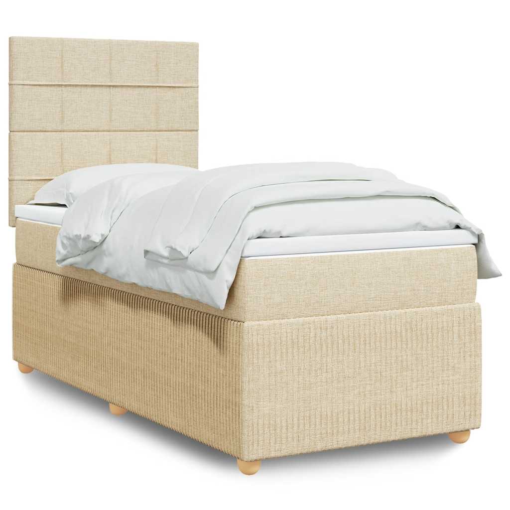 JUNG Vida Boxspringbett mit Matratze Creme 80x200 cm Stoff