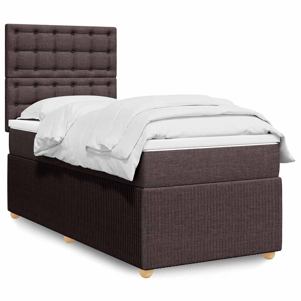 JUNG Vida Boxspringbett mit Matratze Dunkelbraun 90x190 cm Stoff
