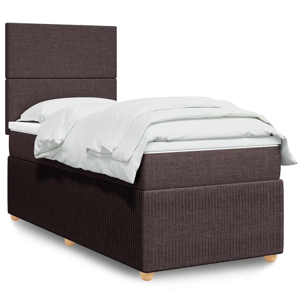 JUNG Vida Boxspringbett mit Matratze Dunkelbraun 90x200 cm Stoff