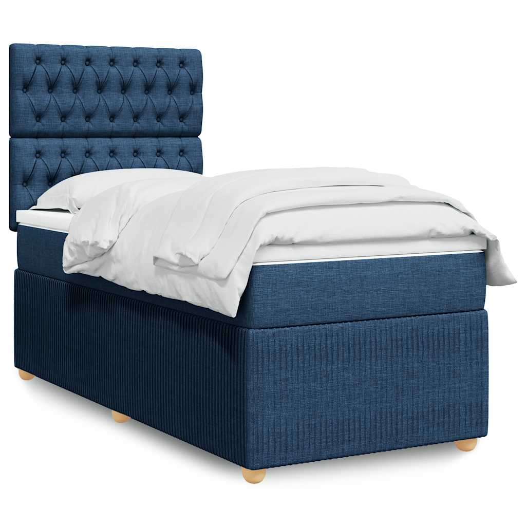 JUNG Vida Boxspringbett mit Matratze Blau 100x200 cm Stoff
