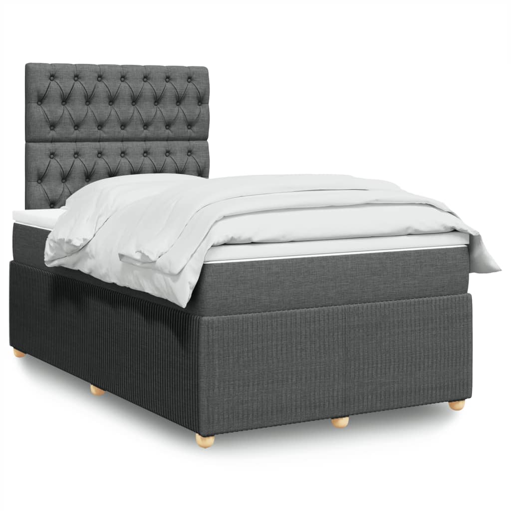 JUNG Vida Boxspringbett mit Matratze Dunkelgrau 120x200 cm Stoff