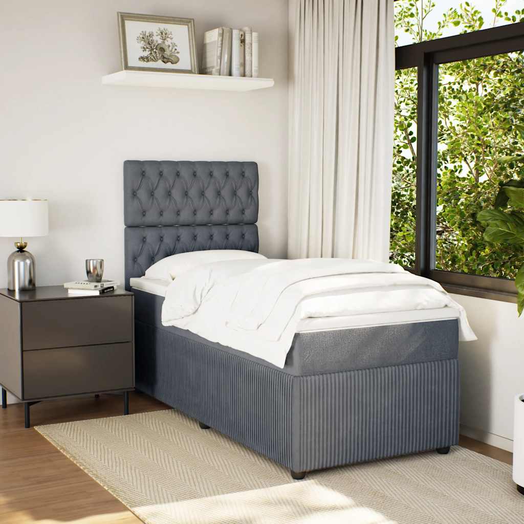 JUNG Vida Boxspringbett mit Matratze Dunkelgrau 80x200 cm Samt