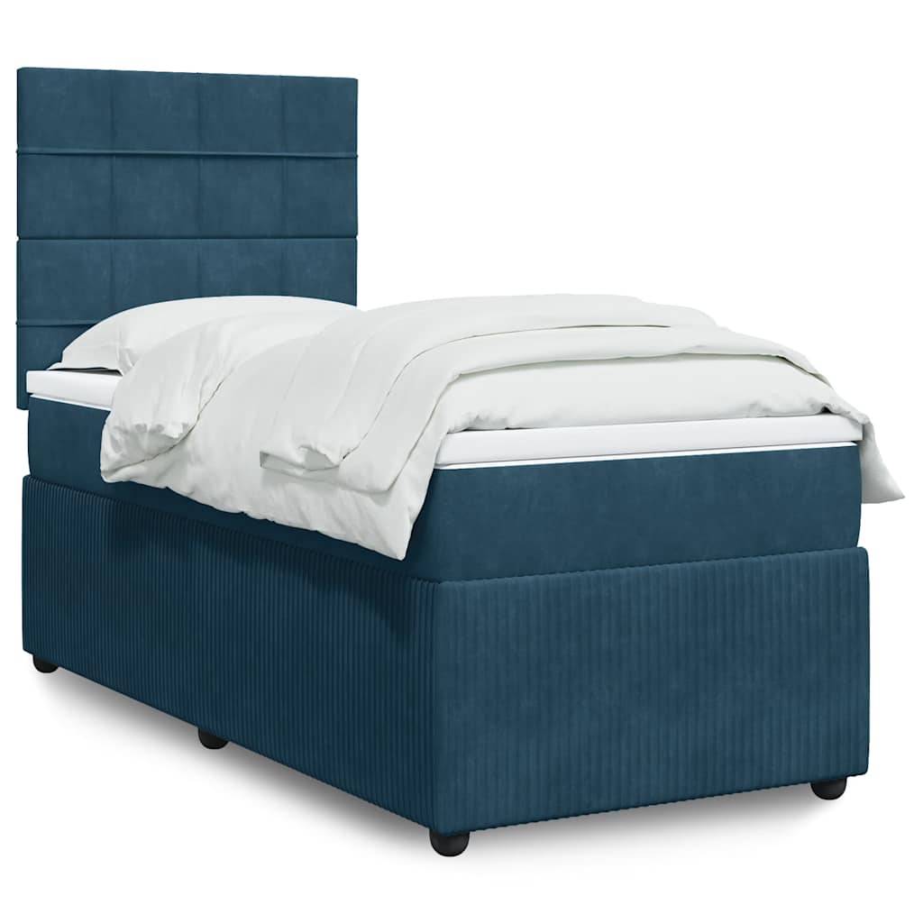 JUNG Vida Boxspringbett mit Matratze Blau 90x200 cm Samt