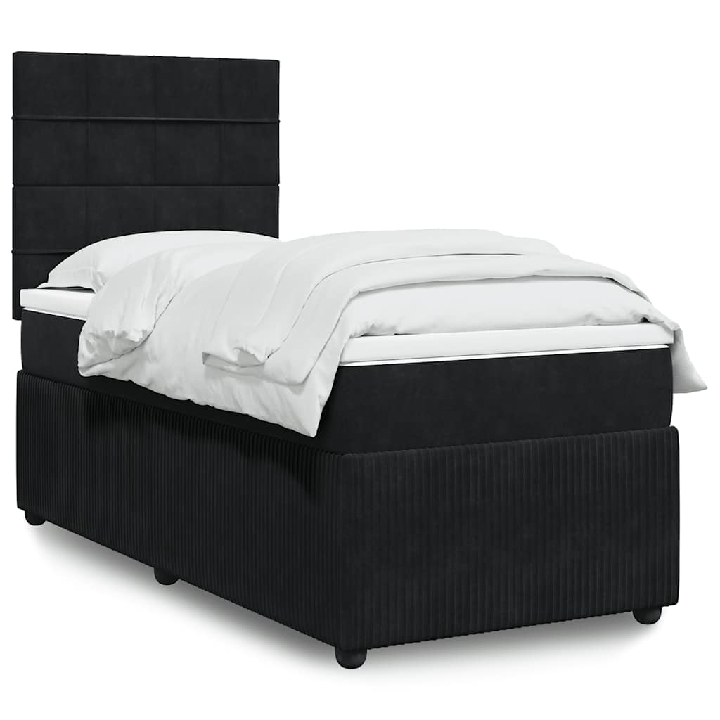 JUNG Vida Boxspringbett mit Matratze Schwarz 100x200 cm Samt