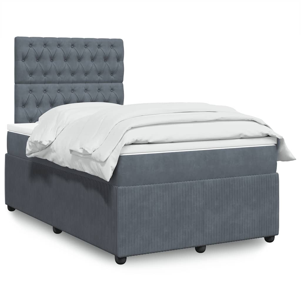 JUNG Vida Boxspringbett mit Matratze Dunkelgrau 120x190 cm Samt
