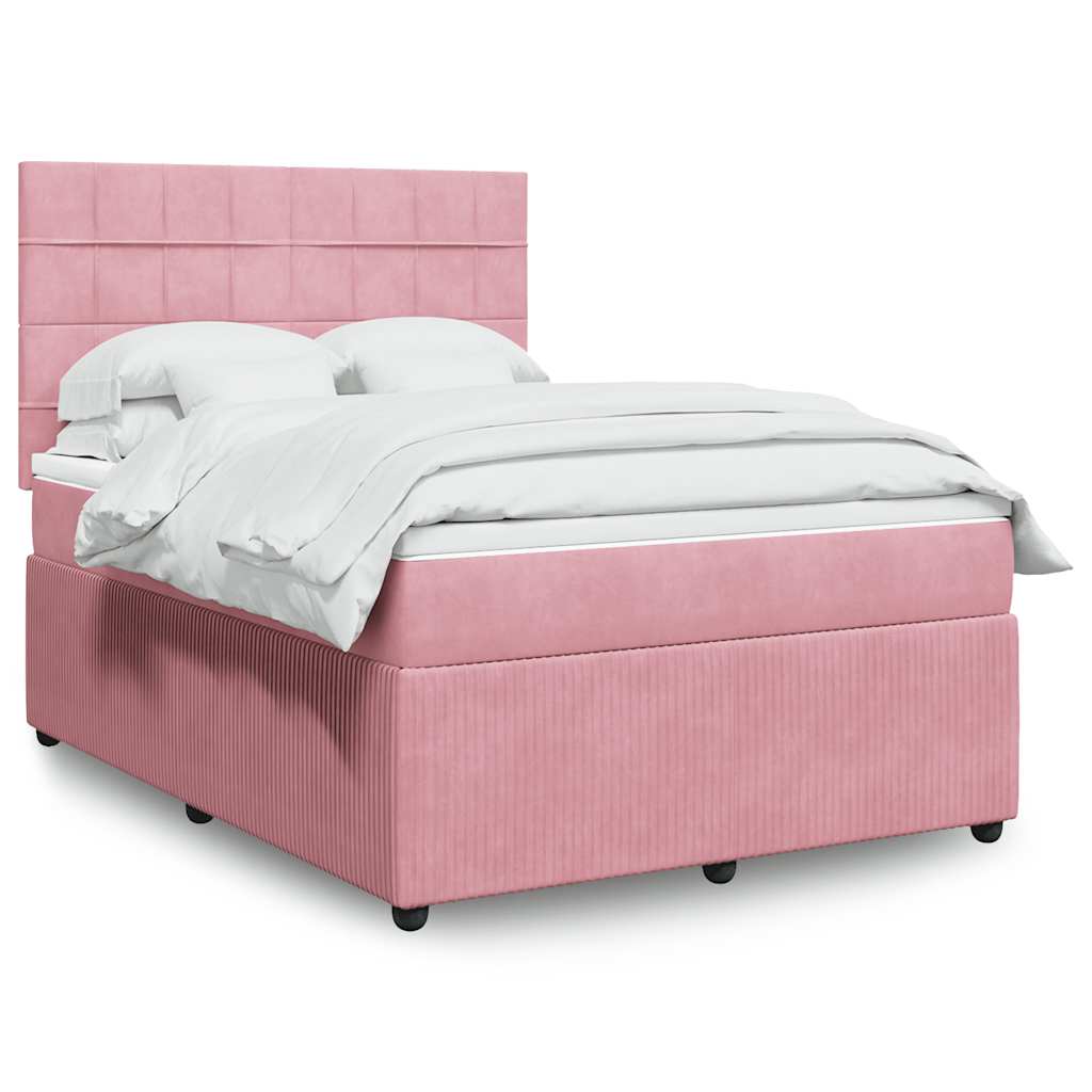 JUNG Vida Boxspringbett mit Matratze Rosa 140x190 cm Samt