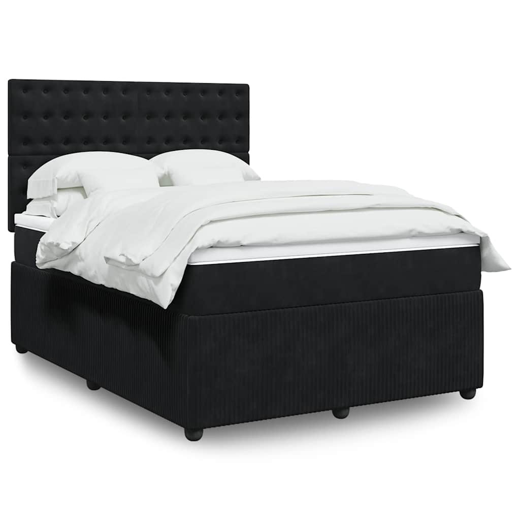 JUNG Vida Boxspringbett mit Matratze Schwarz 160x200 cm Samt