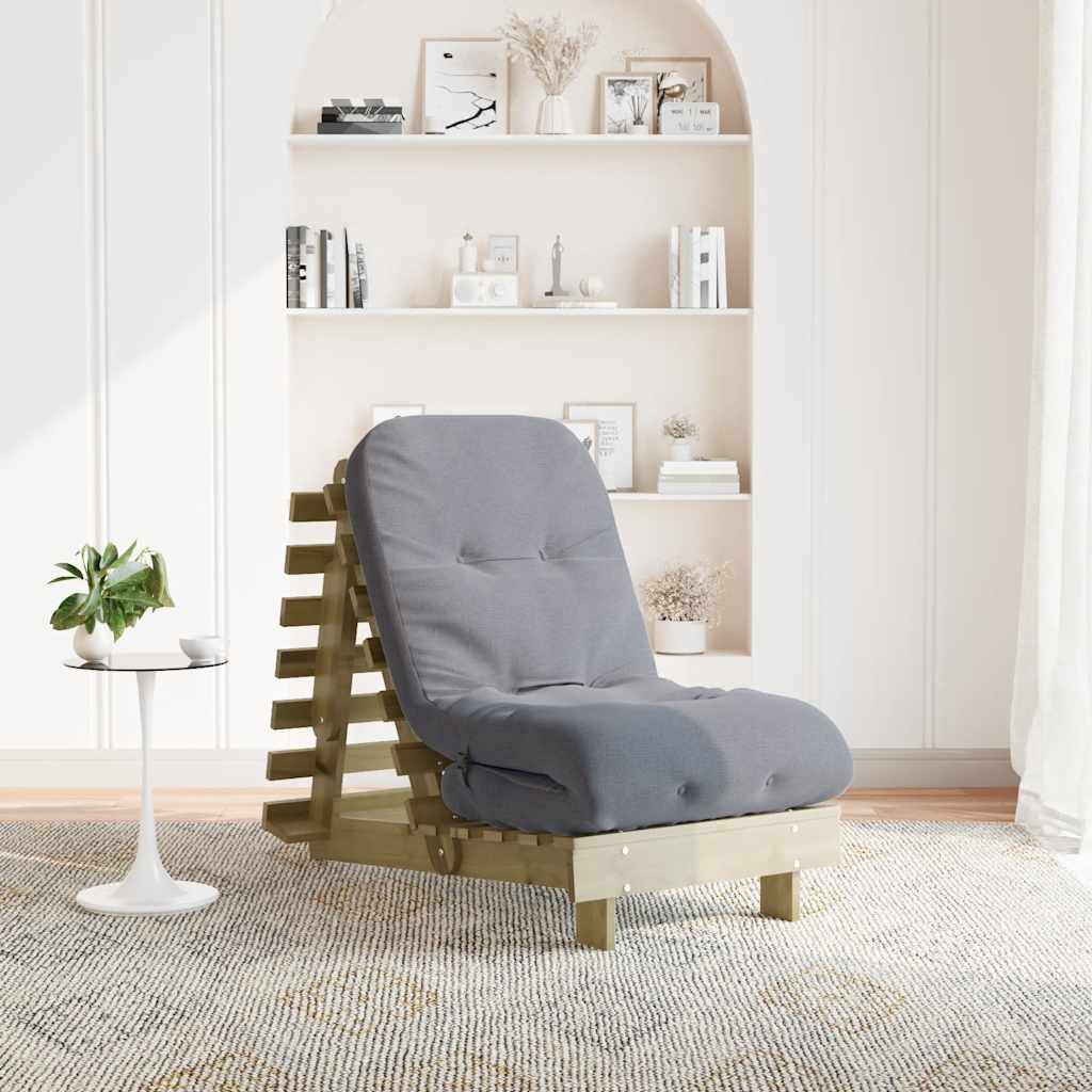 JUNG Vida Futon Schlafsofa mit Matratze 60x206x11 Kiefernholz Imprägniert