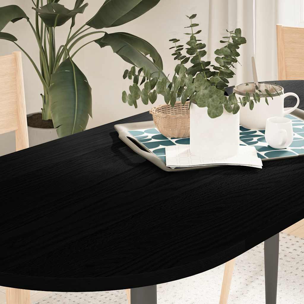 JUNG Vida Tischplatte Dunkelbraun 140x60x2 cm Massivholz Eiche Oval
