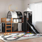 JUNG Vida Etagenbett mit Rutsche und Gardinen Weiß und Schwarz 90x200 cm