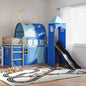 JUNG Vida Etagenbett mit Rutsche und Gardinen Blau 80x200 cm