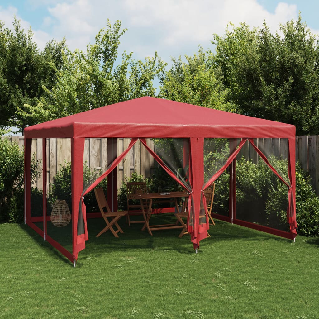 JUNG Vida Partyzelt mit 8 Mesh-Seitenteilen Rot 4x4 m HDPE