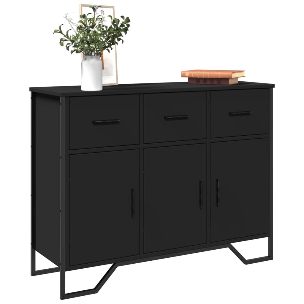 JUNG Vida Sideboard Schwarz 97x32,5x74,5 cm Holzwerkstoff