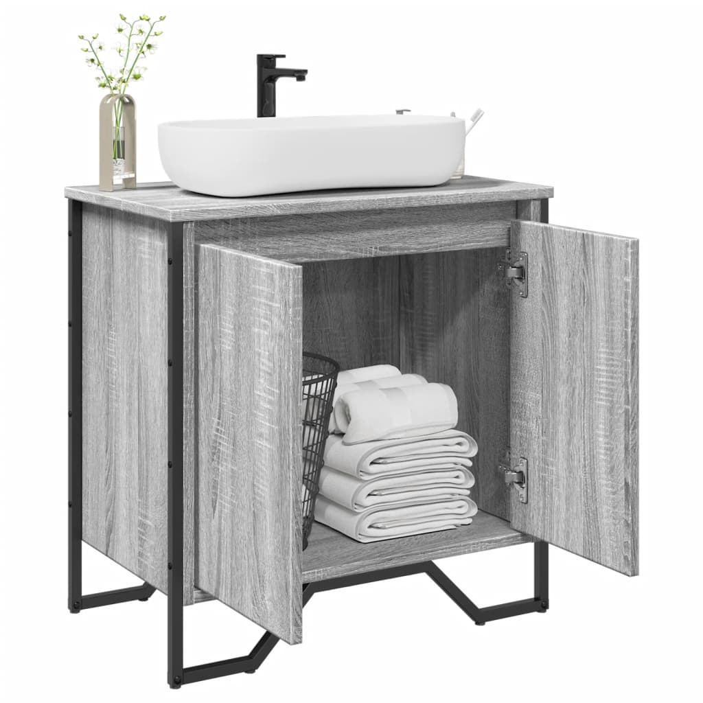 JUNG Vida Waschbeckenunterschrank Grau Sonoma 60x35x60 cm Holzwerkstoff