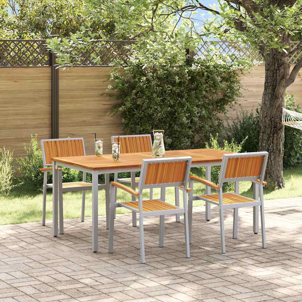 JUNG Vida Garten Essgruppe 5 pcs Grau Massivholz Akazie