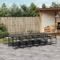 JUNG Vida 13-tlg. Garten-Essgruppe mit Kissen Schwarz Poly Rattan