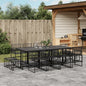 JUNG Vida 13-tlg. Garten-Essgruppe Schwarz Poly Rattan