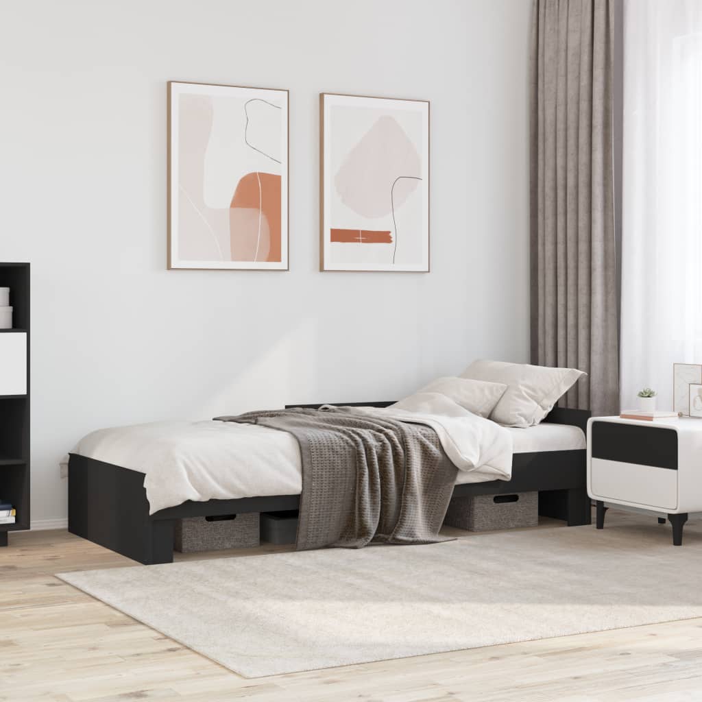 JUNG Vida Bettgestell Schwarz 75x190 cm Holzwerkstoff