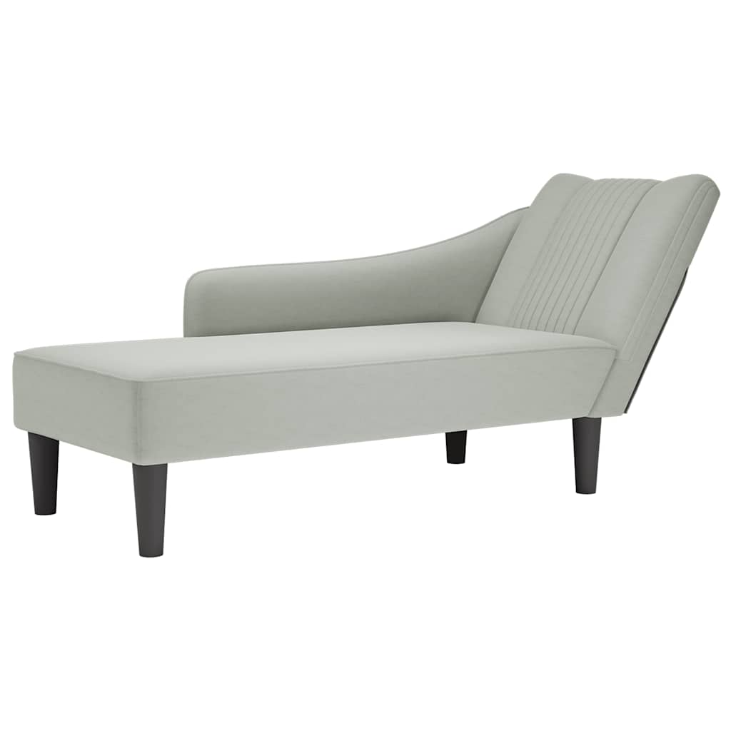 JUNG Vida Chaiselongue mit Rechter Armlehne Hellgrau Samt