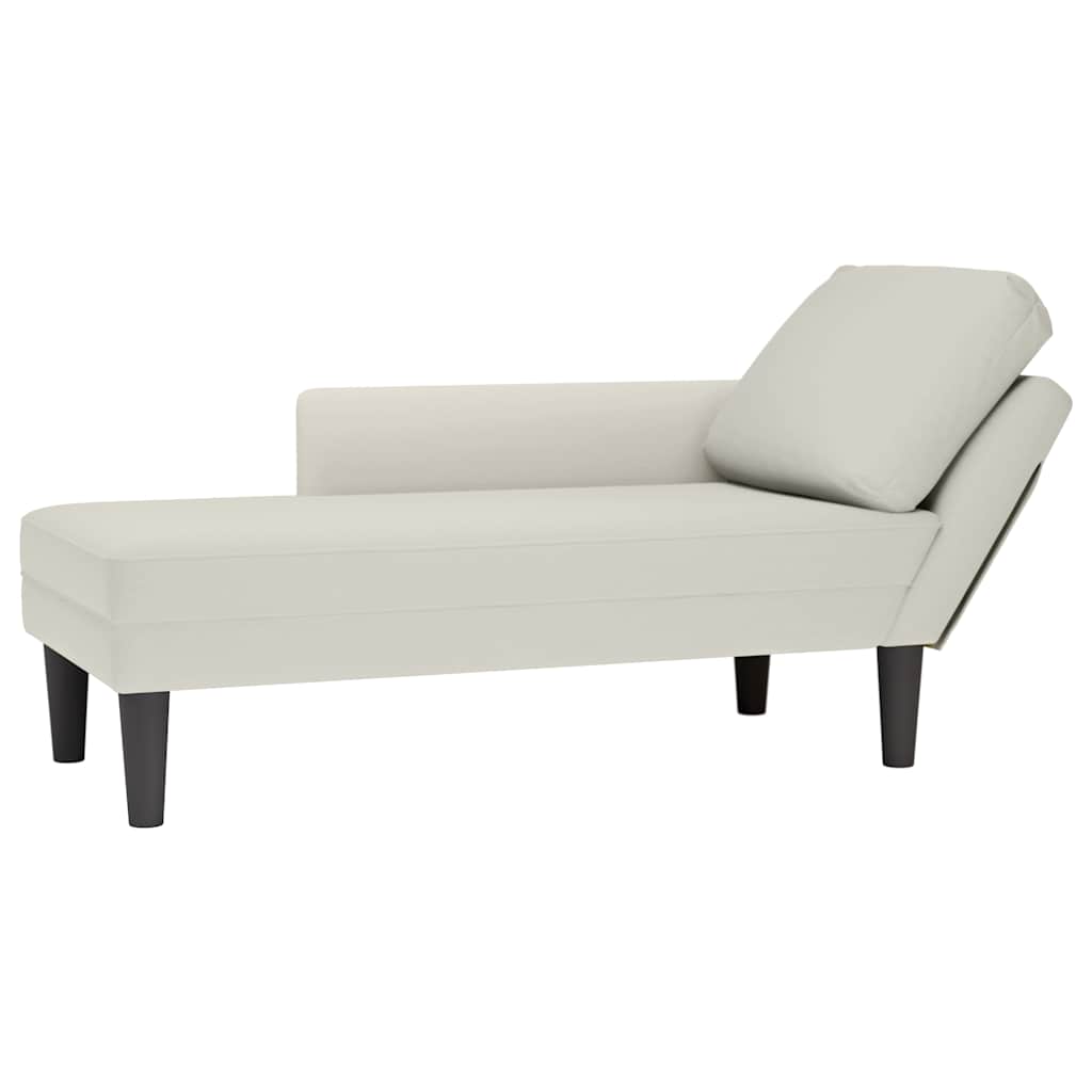 JUNG Vida Chaiselongue mit Kissen und Rechter Armlehne Creme Samt