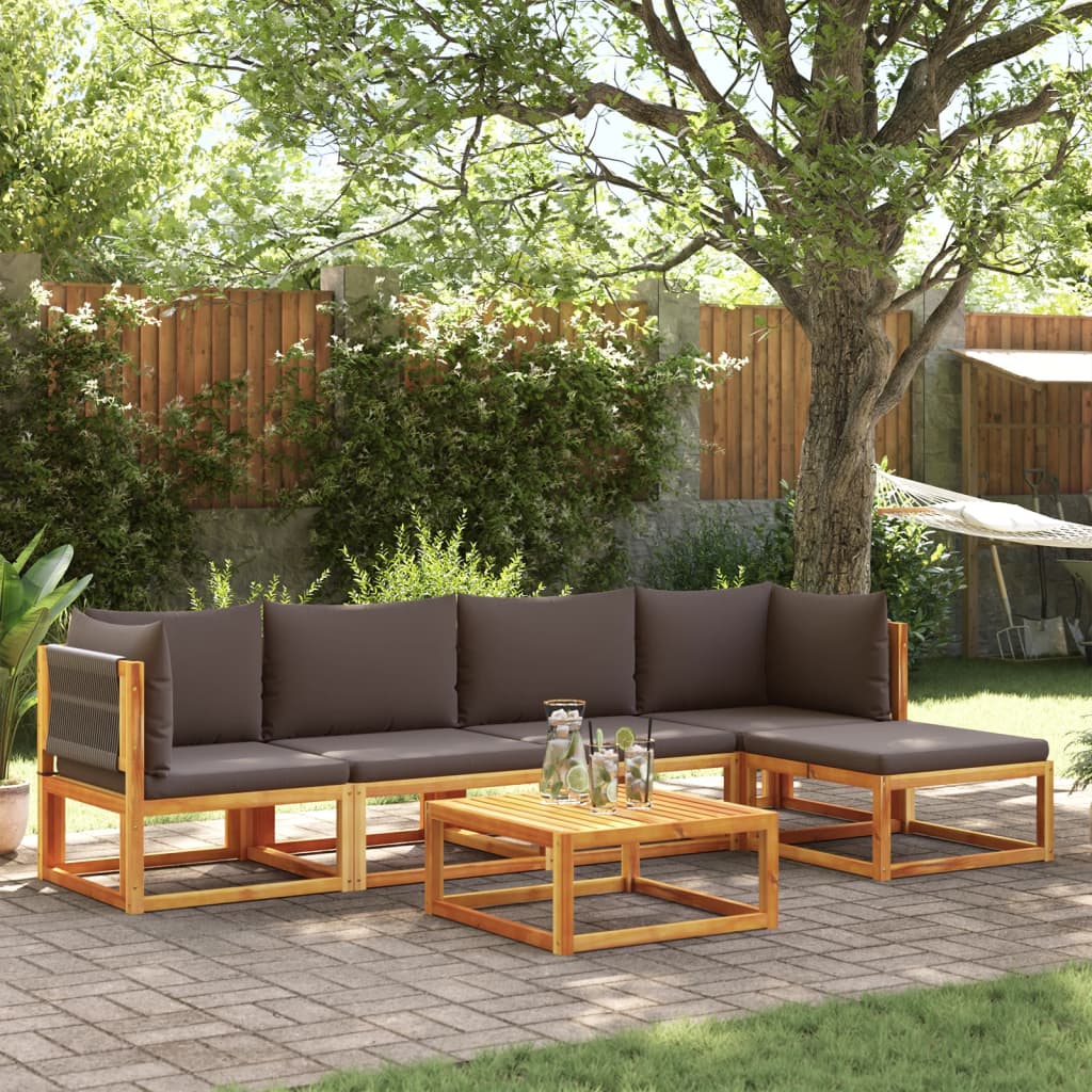 JUNG Vida 6-tlg. Gartensofa-Set mit Kissen Holz Akazie & Seil