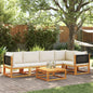 JUNG Vida 6-tlg. Gartensofa-Set mit Kissen Holz Akazie & Rattan