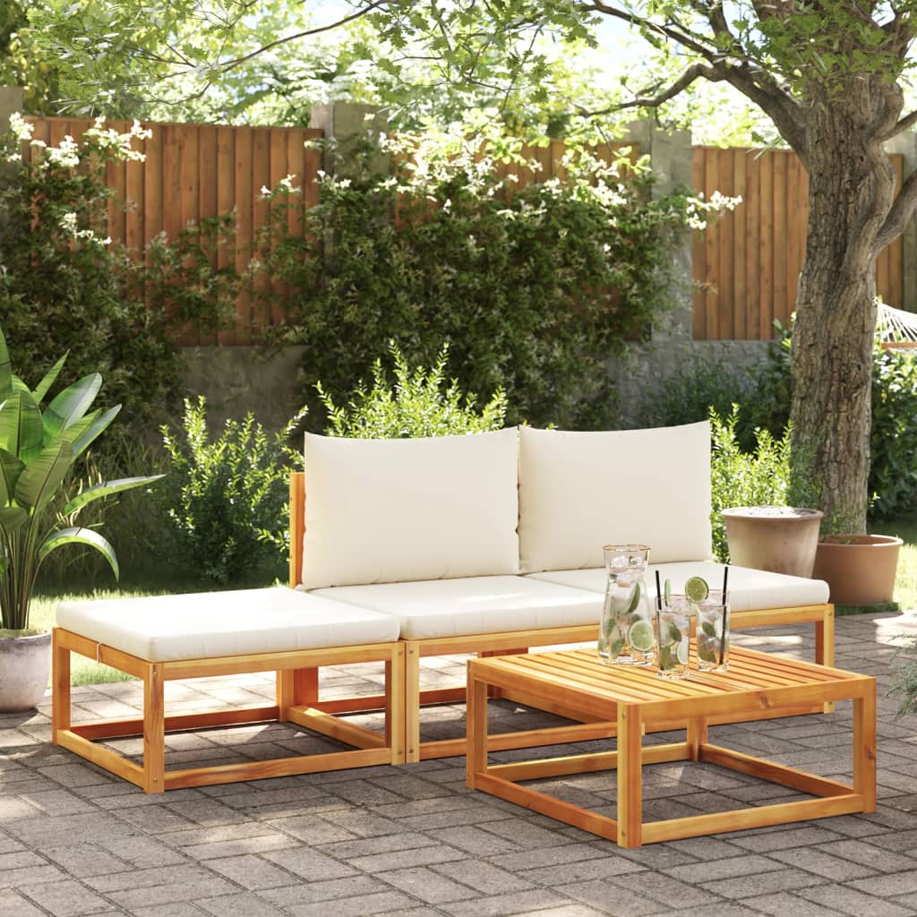 JUNG Vida 4-tlg. Gartensofa-Set mit Kissen Holz Akazie & Rattan