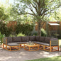 JUNG Vida 9-tlg. Gartensofa-Set mit Kissen Holz Akazie & Rattan