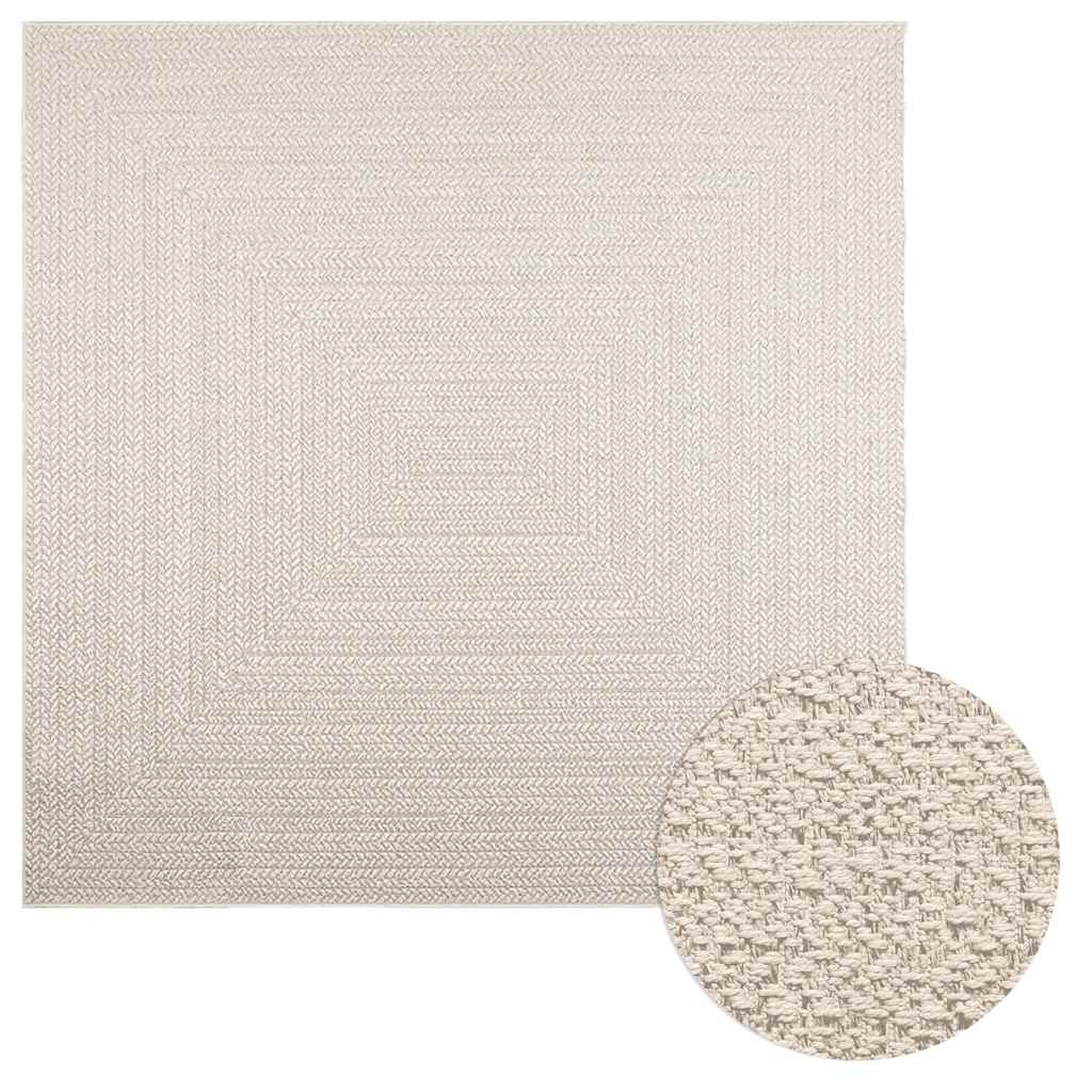 JUNG Vida Teppich ZIZUR Creme 200x200 cm Jute-Optik Indoor und Outdoor