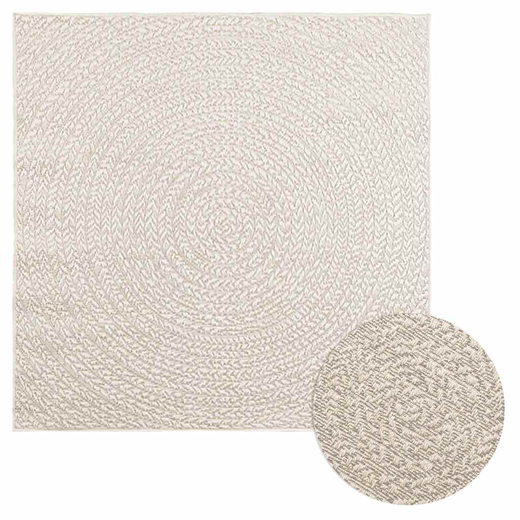 JUNG Vida Teppich ZIZUR Creme 120x120 cm Jute-Optik Indoor und Outdoor