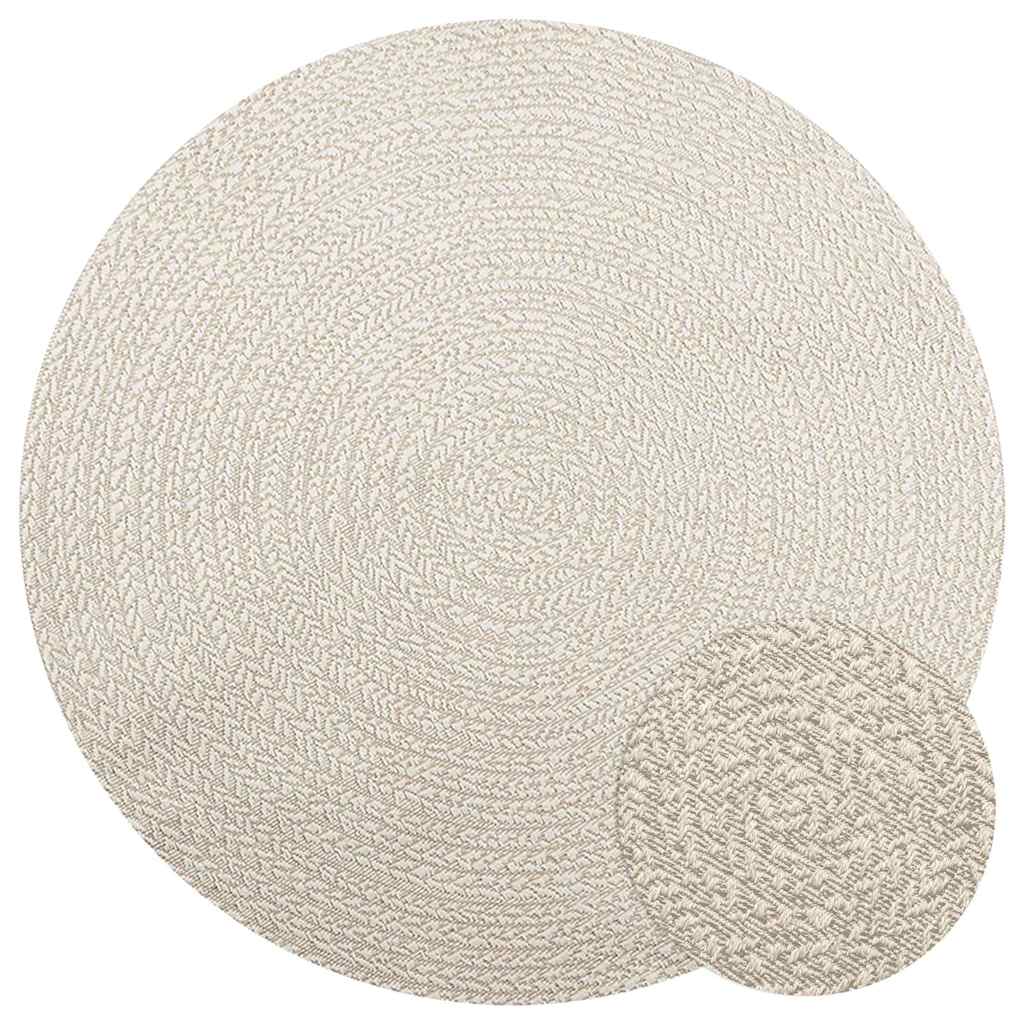JUNG Vida Teppich ZIZUR Creme Ø 160 cm Jute-Optik Indoor und Outdoor