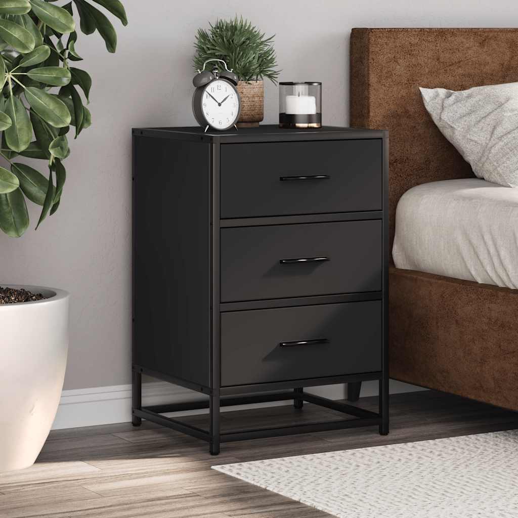 JUNG Vida Nachttisch Schwarz 40x34,5x60 cm Holzwerkstoff und Metall