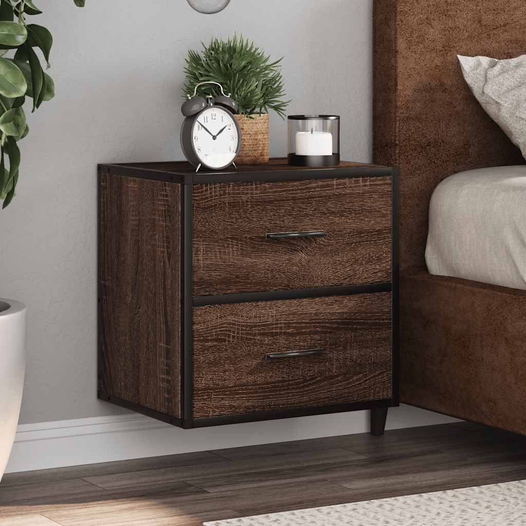 JUNG Vida Wand-Nachttische 2 Stk. Braun Eichen-Optik 40x31x39,5 cm